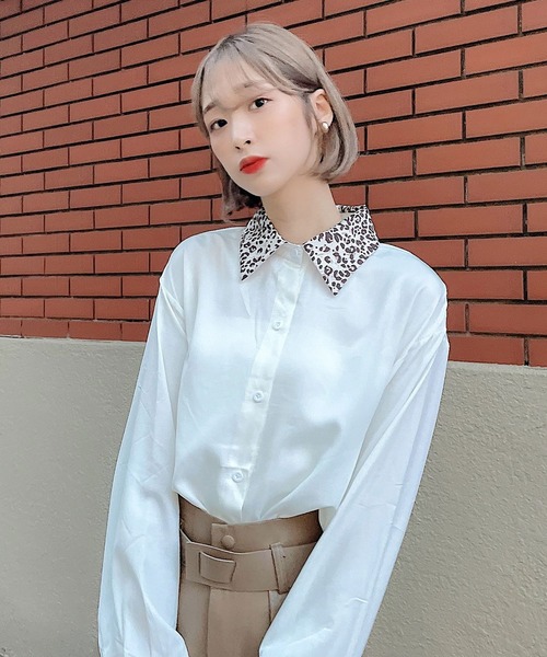 Voyage titty&Co.PETIT(ボヤージュティティアンドコープチ)の「【Voyage titty&Co.】アニマル柄カラーシャツ(シャツ/ブラウス・レディース・ホワイト・FREE)」の5枚目の写真