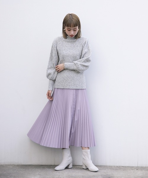 ENNEA(エンネア)の「【2021AW】メランジネップヤーン・ボリューム袖ハイネックふわふわ5Gニット(ニット/セーター・レディース・ライトグレー/ベージュ/オフホワイト・M)」の13枚目の写真