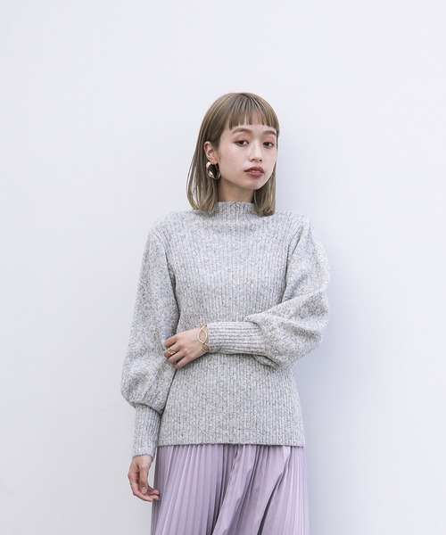 ENNEA(エンネア)の「【2021AW】メランジネップヤーン・ボリューム袖ハイネックふわふわ5Gニット(ニット/セーター・レディース・ライトグレー/ベージュ/オフホワイト・M)」の16枚目の写真