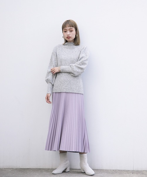 ENNEA(エンネア)の「【2021AW】メランジネップヤーン・ボリューム袖ハイネックふわふわ5Gニット(ニット/セーター・レディース・ライトグレー/ベージュ/オフホワイト・M)」の19枚目の写真