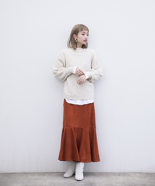 ENNEA(エンネア)の「【2021AW】メランジネップヤーン・ボリューム袖ハイネックふわふわ5Gニット(ニット/セーター・レディース・ライトグレー/ベージュ/オフホワイト・M)」の20枚目の写真