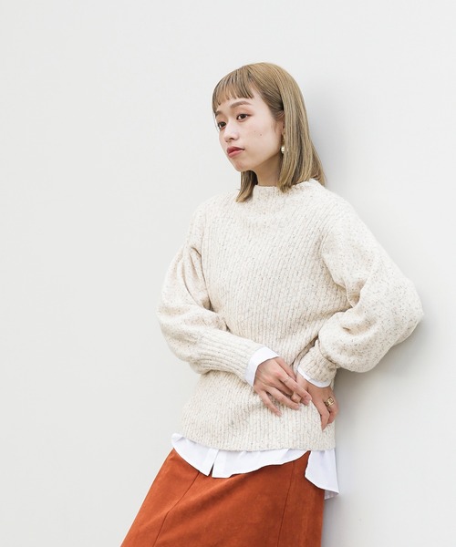ENNEA(エンネア)の「【2021AW】メランジネップヤーン・ボリューム袖ハイネックふわふわ5Gニット(ニット/セーター・レディース・ライトグレー/ベージュ/オフホワイト・M)」の11枚目の写真