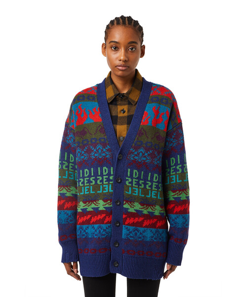 DIESEL(ディーゼル)の「レディース ニット カーディガン ウール ワイドフィット マルチカラー ジャガード(カーディガン/ボレロ・レディース・グリーン系その他/ピンク系その他・SMALL/MEDIUM/X-SMALL/XX-SMALL)」の2枚目の写真