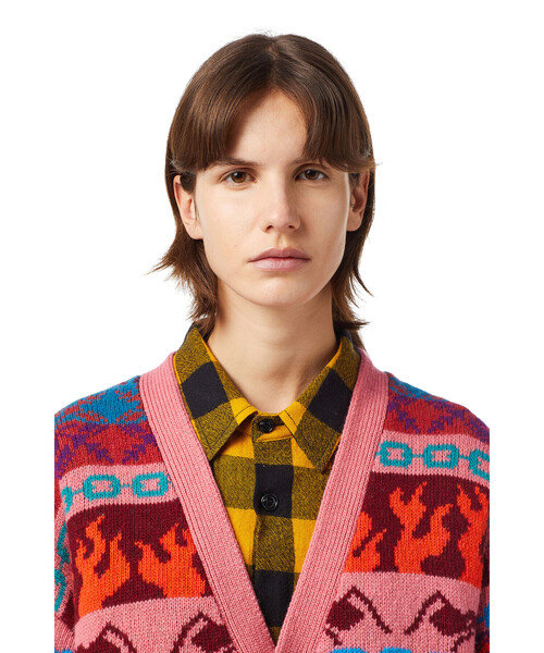 DIESEL(ディーゼル)の「レディース ニット カーディガン ウール ワイドフィット マルチカラー ジャガード(カーディガン/ボレロ・レディース・グリーン系その他/ピンク系その他・SMALL/MEDIUM/X-SMALL/XX-SMALL)」の7枚目の写真