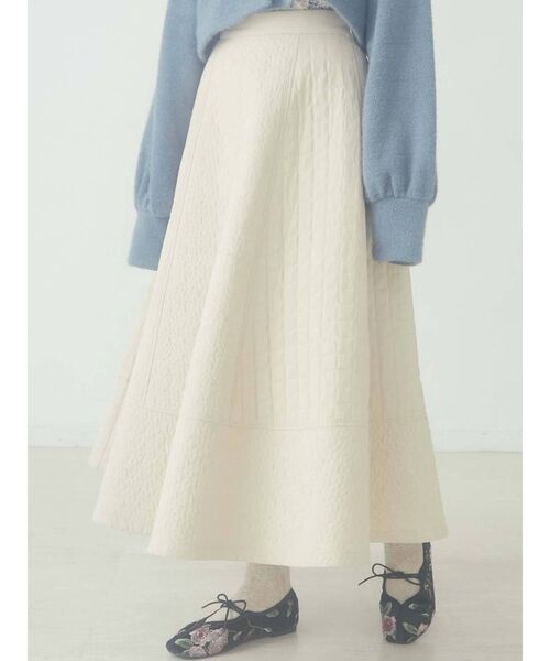 merry jenny（メリージェニー）の「flower キルトフレアスカート（スカート・レディース・ブラック/アイボリー・FREE）」の2枚目の写真