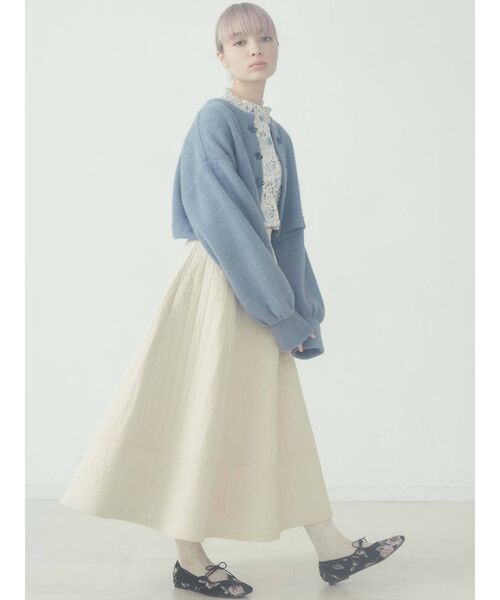 merry jenny（メリージェニー）の「flower キルトフレアスカート（スカート・レディース・ブラック/アイボリー・FREE）」の3枚目の写真