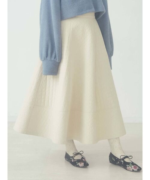 merry jenny（メリージェニー）の「flower キルトフレアスカート（スカート・レディース・ブラック/アイボリー・FREE）」の5枚目の写真