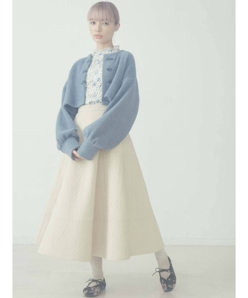 merry jenny（メリージェニー）の「flower キルトフレアスカート（スカート・レディース・ブラック/アイボリー・FREE）」の6枚目の写真