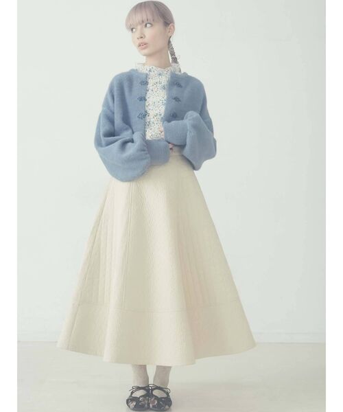 merry jenny（メリージェニー）の「flower キルトフレアスカート（スカート・レディース・ブラック/アイボリー・FREE）」の9枚目の写真