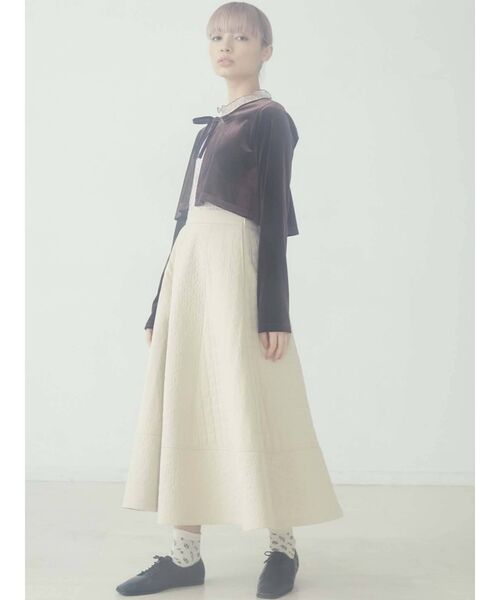 merry jenny（メリージェニー）の「flower キルトフレアスカート（スカート・レディース・ブラック/アイボリー・FREE）」の18枚目の写真