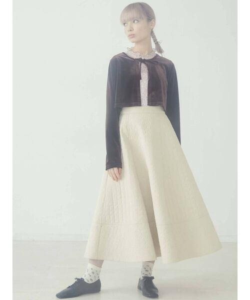 merry jenny（メリージェニー）の「flower キルトフレアスカート（スカート・レディース・ブラック/アイボリー・FREE）」の19枚目の写真