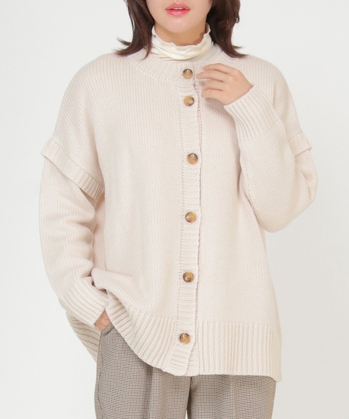 ikka(イッカ)の「前後2WAY袖フェイクプルオーバー(ニット/セーター・レディース・ブラック/ライトベージュ・M/L)」の1枚目の写真