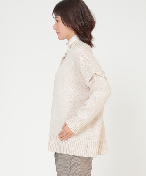 ikka(イッカ)の「前後2WAY袖フェイクプルオーバー(ニット/セーター・レディース・ブラック/ライトベージュ・M/L)」の7枚目の写真