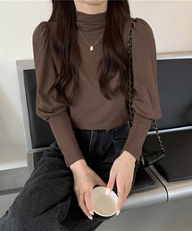 【 6色展開 】裏起毛ギャザーパフ袖ロングカフストップス