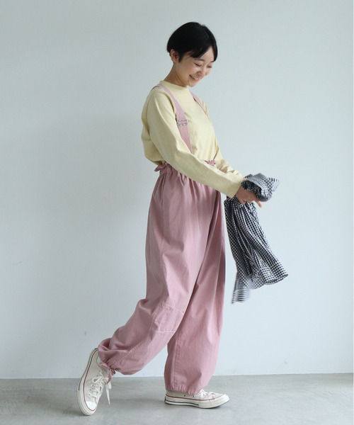 【PAR ICI】AMASISオーガニックツイル 吊りパンツ PAR ICI（パーリッシィ）の「AMASISオーガニックツイル 吊りパンツ