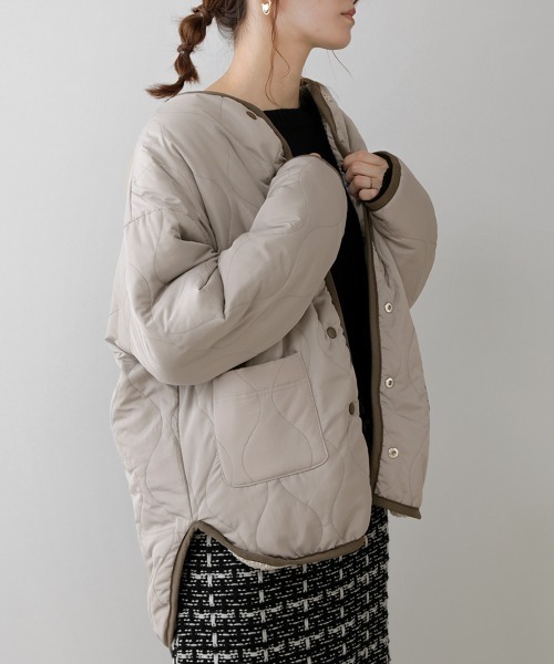 Bou Jeloud(ブージュルード)の「キルティング×ボアリバーシブルジャケット(その他アウター・レディース・ブラック/グレー/カーキ・38)」の21枚目の写真