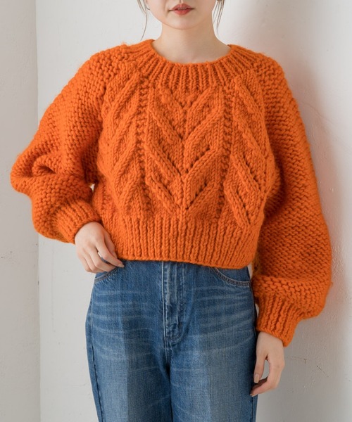 Kastane（カスタネ）の「チョタニット（ニット/セーター・レディース・グリーン/ブラック/オレンジ/アイボリー・FREE）」の14枚目の写真