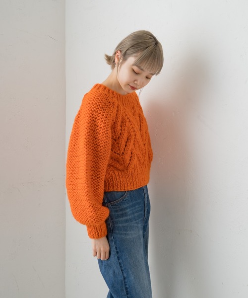 Kastane（カスタネ）の「チョタニット（ニット/セーター・レディース・グリーン/ブラック/オレンジ/アイボリー・FREE）」の20枚目の写真