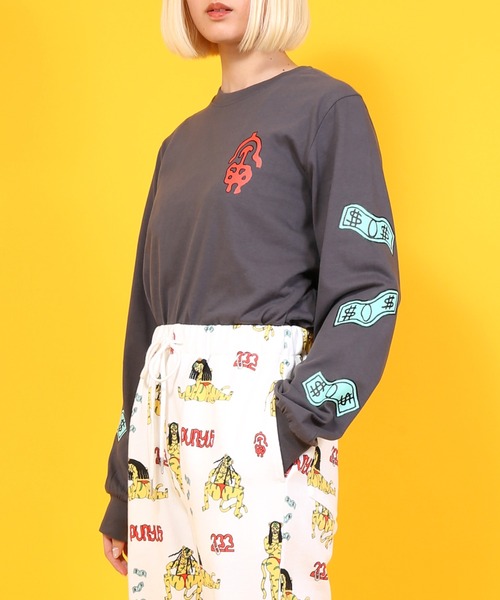 PUNYUS（プニュズ）の「寅プリントロンＴ（Tシャツ/カットソー・レディース・ホワイト/スミクロ・1/2/4/3）」の6枚目の写真