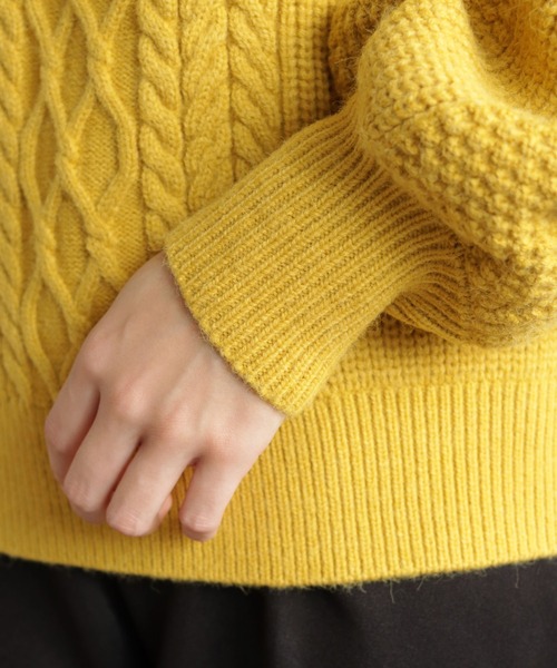 HER CLOSET(ハークローゼット)の「【shemoshelly】WEB限定バルキーケーブルハイネックニット(ニット/セーター・レディース・レッド/カーキ/ブルー/アイボリー/マスタード・M)」の15枚目の写真