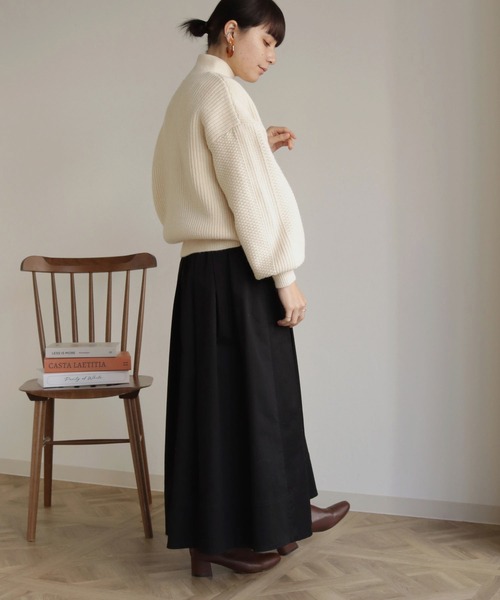 HER CLOSET(ハークローゼット)の「【shemoshelly】WEB限定バルキーケーブルハイネックニット(ニット/セーター・レディース・レッド/カーキ/ブルー/アイボリー/マスタード・M)」の16枚目の写真