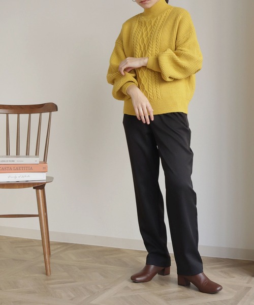 HER CLOSET(ハークローゼット)の「【shemoshelly】WEB限定バルキーケーブルハイネックニット(ニット/セーター・レディース・レッド/カーキ/ブルー/アイボリー/マスタード・M)」の9枚目の写真