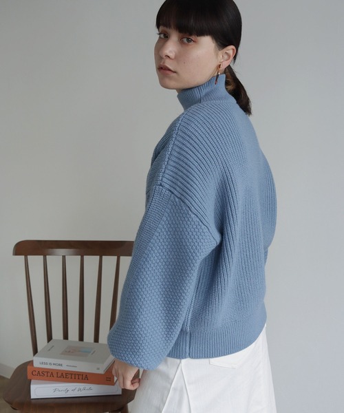 HER CLOSET(ハークローゼット)の「【shemoshelly】WEB限定バルキーケーブルハイネックニット(ニット/セーター・レディース・レッド/カーキ/ブルー/アイボリー/マスタード・M)」の8枚目の写真