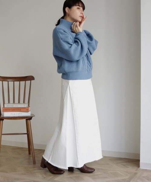 HER CLOSET(ハークローゼット)の「【shemoshelly】WEB限定バルキーケーブルハイネックニット(ニット/セーター・レディース・レッド/カーキ/ブルー/アイボリー/マスタード・M)」の13枚目の写真