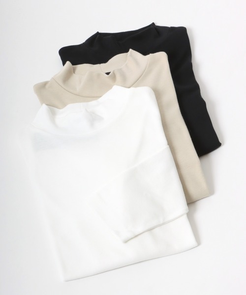 Salong hameu（サロン ハミュー）の「スムースカットソー タートルネック・ハイネック 長袖Tシャツ/無地トップス/ロンT メンズ レディース（Tシャツ/カットソー・メンズ・ホワイト/ブラック/ホワイト系その他/ブラック系その他/グレイッシュベージュ/ベージュ系その他・LL/M/L）」の3枚目の写真
