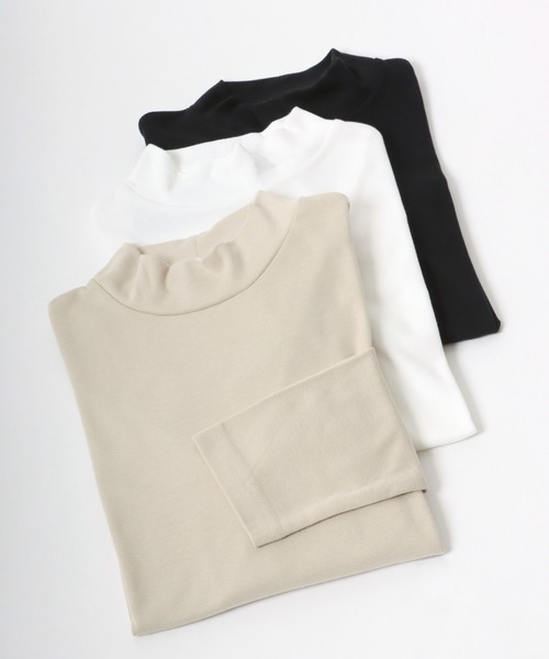 Salong hameu（サロン ハミュー）の「スムースカットソー タートルネック・ハイネック 長袖Tシャツ/無地トップス/ロンT メンズ レディース（Tシャツ/カットソー・メンズ・ホワイト/ブラック/ホワイト系その他/ブラック系その他/グレイッシュベージュ/ベージュ系その他・LL/M/L）」の5枚目の写真
