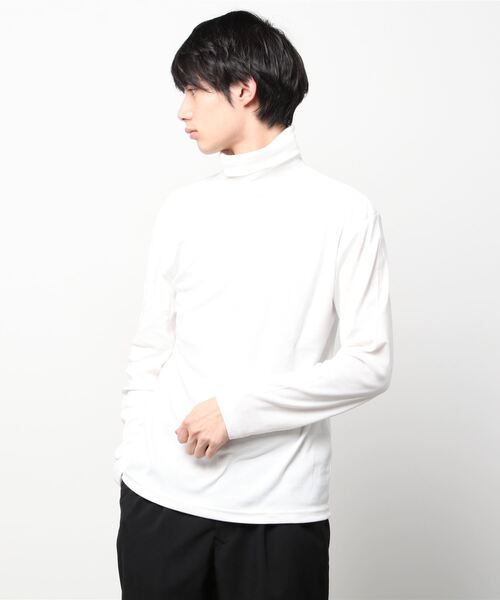 Salong hameu（サロン ハミュー）の「スムースカットソー タートルネック・ハイネック 長袖Tシャツ/無地トップス/ロンT メンズ レディース（Tシャツ/カットソー・メンズ・ホワイト/ブラック/ホワイト系その他/ブラック系その他/グレイッシュベージュ/ベージュ系その他・LL/M/L）」の8枚目の写真