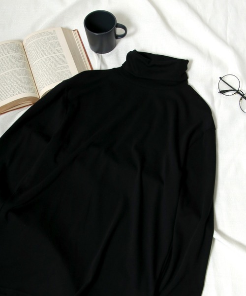 Salong hameu（サロン ハミュー）の「スムースカットソー タートルネック・ハイネック 長袖Tシャツ/無地トップス/ロンT メンズ レディース（Tシャツ/カットソー・メンズ・ホワイト/ブラック/ホワイト系その他/ブラック系その他/グレイッシュベージュ/ベージュ系その他・LL/M/L）」の21枚目の写真