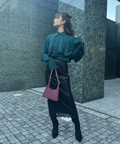 EIMY ISTOIRE(エイミーイストワール)の「パンチングレザースリムスカート(スカート・レディース・ブラック/アイボリー・SMALL/MEDIUM)」の11枚目の写真