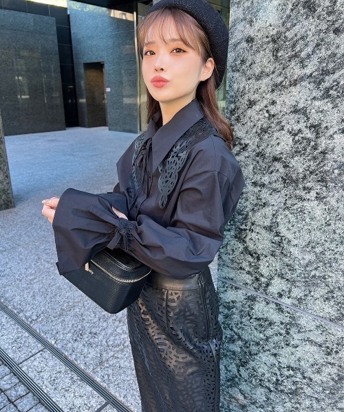 EIMY ISTOIRE(エイミーイストワール)の「パンチングレザースリムスカート(スカート・レディース・ブラック/アイボリー・SMALL/MEDIUM)」の10枚目の写真