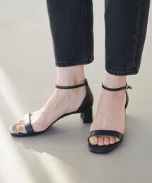 green label relaxing | スクエア ベルト サンダル(5cmヒール)(サンダル)