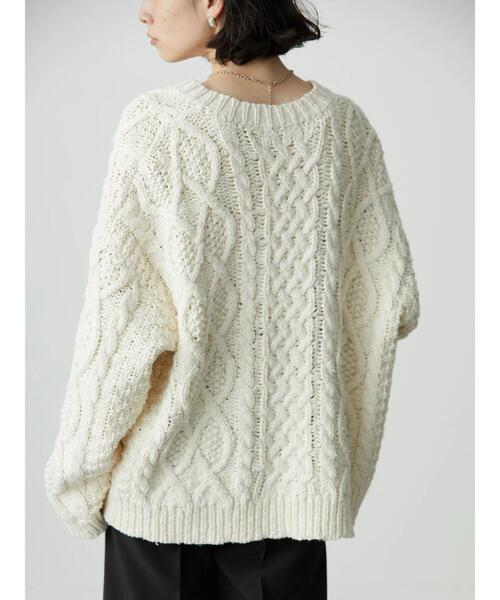 AMERICAN HOLIC（アメリカンホリック）の「ローゲージケーブルニットカーディガン（カーディガン/ボレロ・レディース・アイボリー/モカ・M/L）」の6枚目の写真