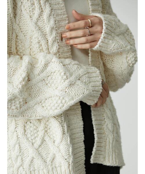 AMERICAN HOLIC（アメリカンホリック）の「ローゲージケーブルニットカーディガン（カーディガン/ボレロ・レディース・アイボリー/モカ・M/L）」の8枚目の写真