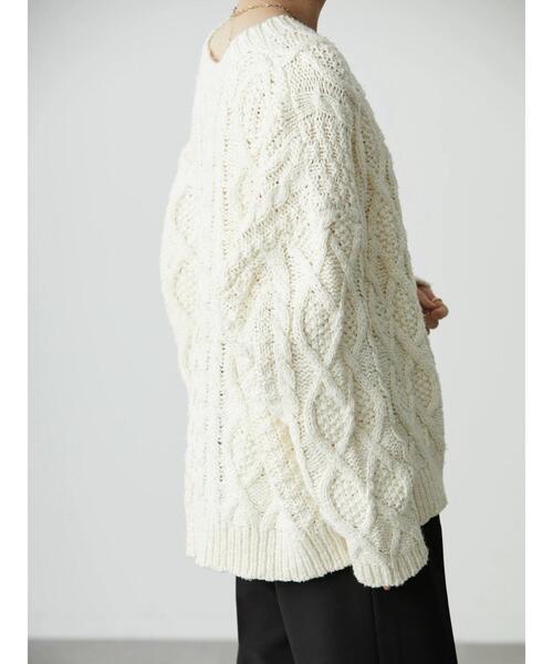 AMERICAN HOLIC（アメリカンホリック）の「ローゲージケーブルニットカーディガン（カーディガン/ボレロ・レディース・アイボリー/モカ・M/L）」の10枚目の写真