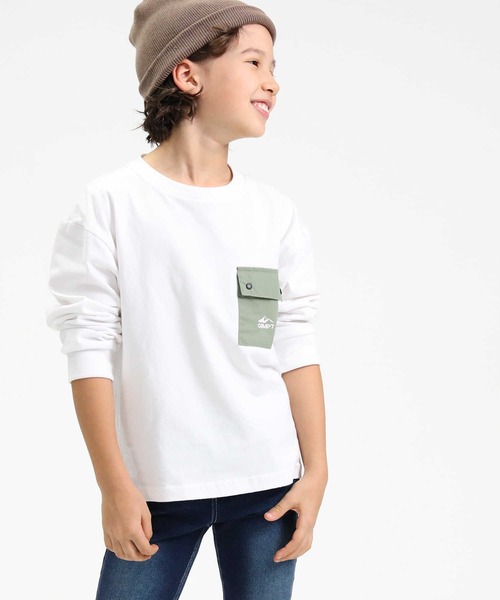 CAMP7（キャンプセブン）の「【CAMP7】ポケットロンＴ（Tシャツ/カットソー・キッズ・ブラック/オフホワイト・120/140/160/105/130/150）」の2枚目の写真