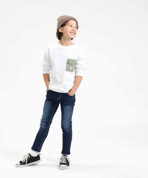 CAMP7（キャンプセブン）の「【CAMP7】ポケットロンＴ（Tシャツ/カットソー・キッズ・ブラック/オフホワイト・120/140/160/105/130/150）」の4枚目の写真