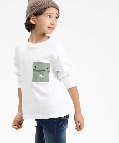 CAMP7（キャンプセブン）の「【CAMP7】ポケットロンＴ（Tシャツ/カットソー・キッズ・ブラック/オフホワイト・120/140/160/105/130/150）」の5枚目の写真