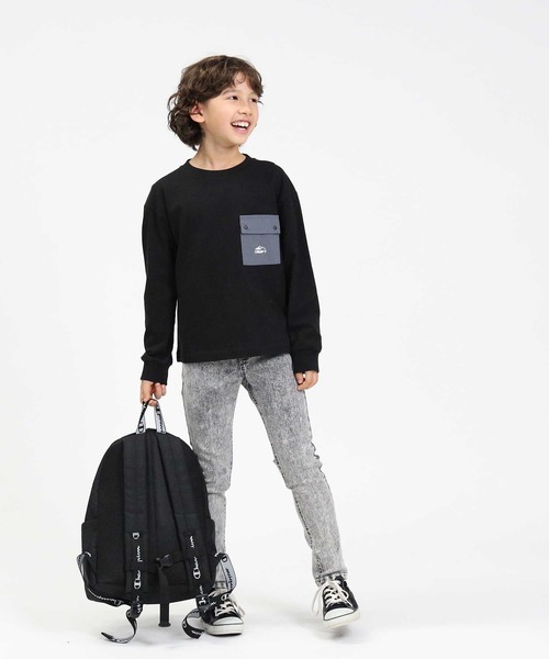 CAMP7（キャンプセブン）の「【CAMP7】ポケットロンＴ（Tシャツ/カットソー・キッズ・ブラック/オフホワイト・120/140/160/105/130/150）」の7枚目の写真