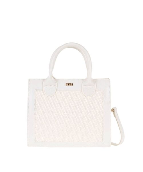 GYDA（ジェイダ）の「mix material BOX バッグ（ハンドバッグ・レディース・オフホワイト/ブラック・FREE）」の7枚目の写真
