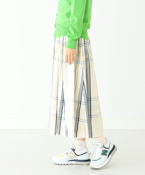 BEAMS BOY（ビームスボーイ）の「BEAMS BOY / ビッグタータン スカート 22SS（スカート・レディース・ネイビー/オフホワイト/グリーン系その他3・ONE SIZE）」の5枚目の写真