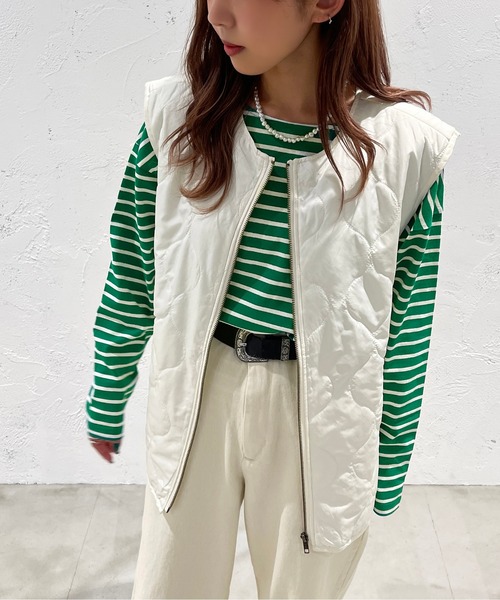 apres jour mignon（アプレジュールミニョン）の「キルティングベスト【ZOZOTOWN限定アイテム】（ベスト・レディース・カーキ/アイボリー/ブラック・フリー/X-LARGE）」の4枚目の写真