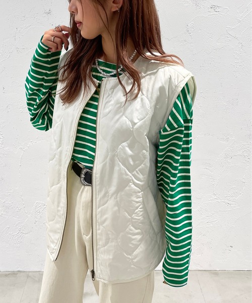 apres jour mignon（アプレジュールミニョン）の「キルティングベスト【ZOZOTOWN限定アイテム】（ベスト・レディース・カーキ/アイボリー/ブラック・フリー/X-LARGE）」の5枚目の写真