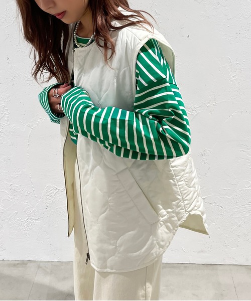 apres jour mignon（アプレジュールミニョン）の「キルティングベスト【ZOZOTOWN限定アイテム】（ベスト・レディース・カーキ/アイボリー/ブラック・フリー/X-LARGE）」の6枚目の写真