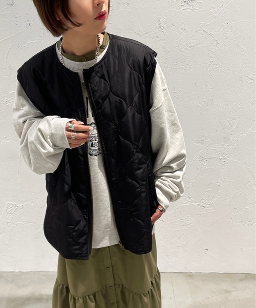 apres jour mignon（アプレジュールミニョン）の「キルティングベスト【ZOZOTOWN限定アイテム】（ベスト・レディース・カーキ/アイボリー/ブラック・フリー/X-LARGE）」の12枚目の写真