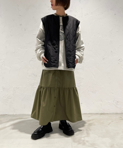 apres jour mignon（アプレジュールミニョン）の「キルティングベスト【ZOZOTOWN限定アイテム】（ベスト・レディース・カーキ/アイボリー/ブラック・フリー/X-LARGE）」の15枚目の写真