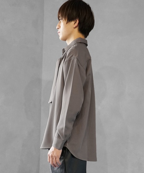 MinoriTY(マイノリティ)の「とろみ素材ボウタイシャツ(シャツ/ブラウス・メンズ・ホワイト/ブラック/グレー/ブルー・M/L)」の21枚目の写真